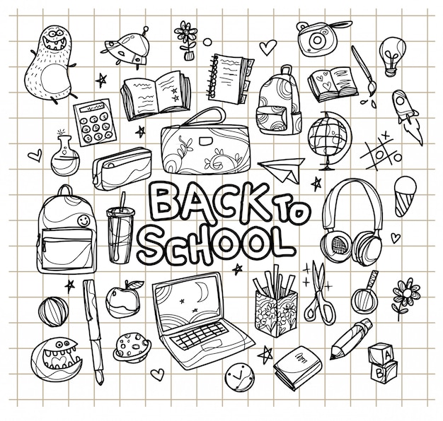 Hand drawn sketch back to school