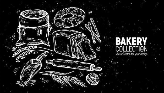 Hand drawn sketch bakery collection