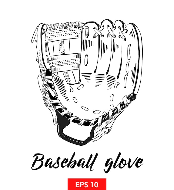 Vector hand drawn sketch of baseball glove in black