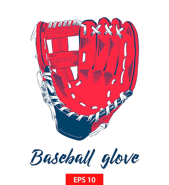 Vector hand drawn sketch of baseball glove in color