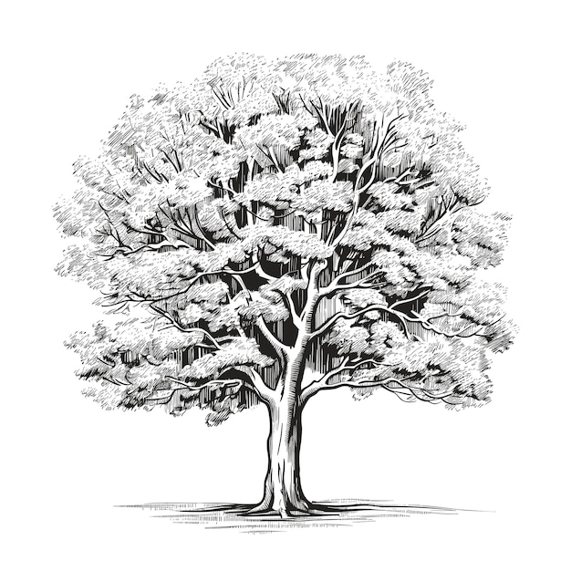 Vector hand drawn sketch beech tree illustration