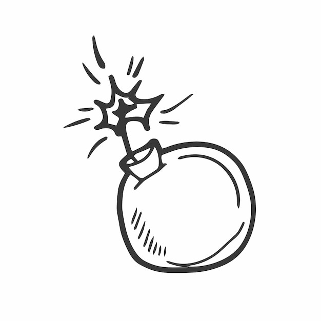 Hand drawn sketch boom bomb in doodle style