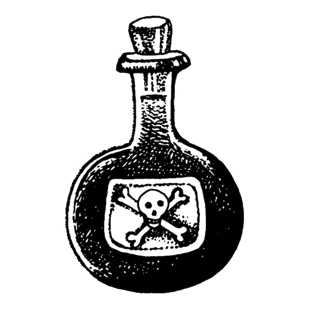 Vector hand drawn sketch bottle of poison vector illustration