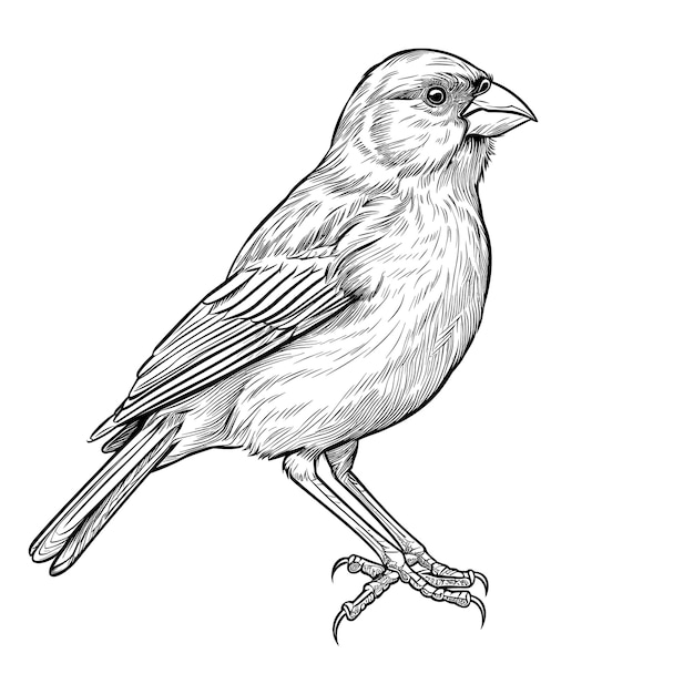 Hand Drawn Sketch Canary Bird Illustration