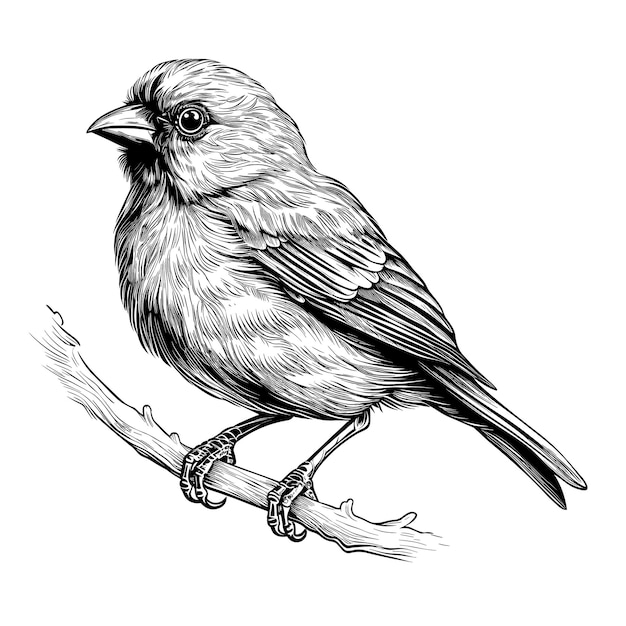 Hand drawn sketch canary bird illustration