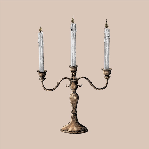 Vector hand drawn sketch of a candle holder