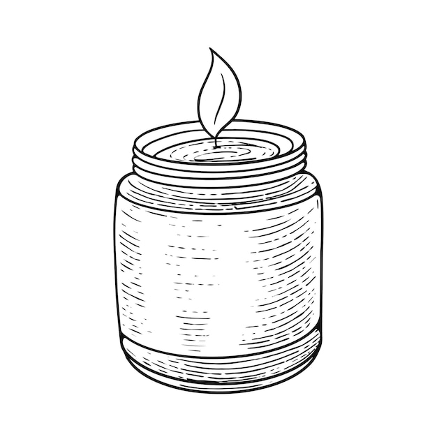 Vector hand drawn sketch of a candle with a flame