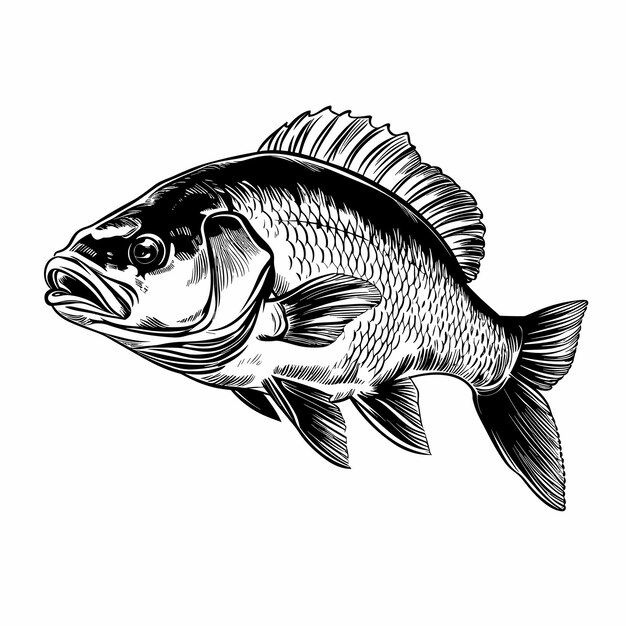 Vector hand drawn sketch carp fish illustration