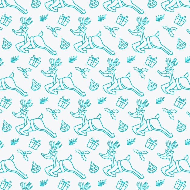 Vector hand drawn sketch chirstmas illustration seamless pattern in doodle style