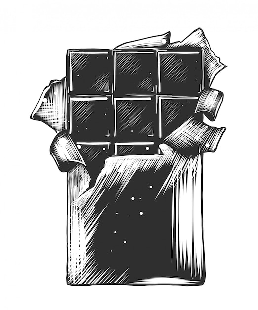 Vector hand drawn sketch of chocolate bar in monochrome