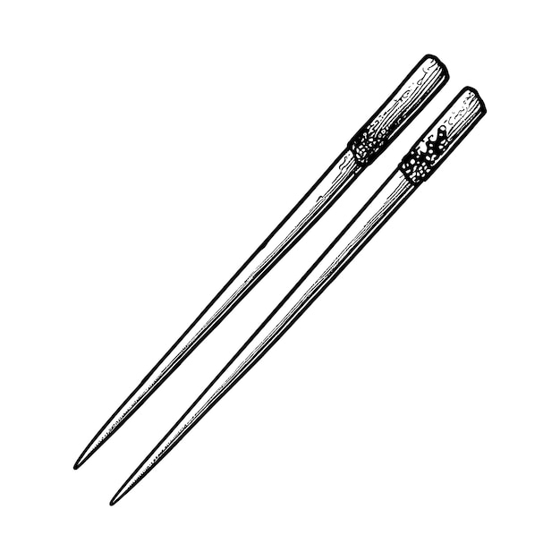 Vector hand drawn sketch chopsticks isolated on white