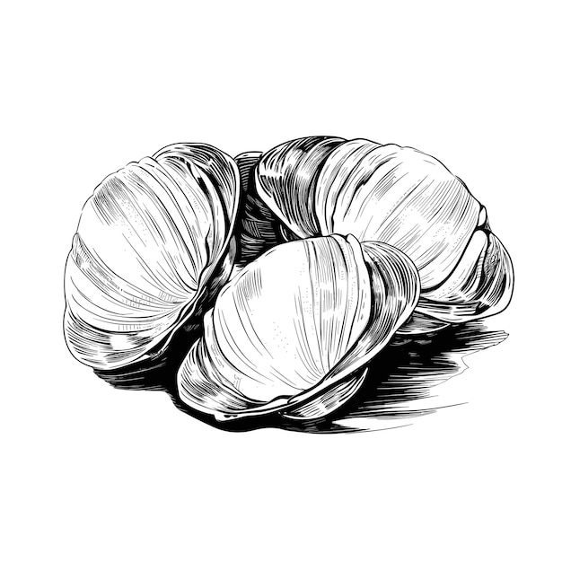 Vector hand drawn sketch clam illustration