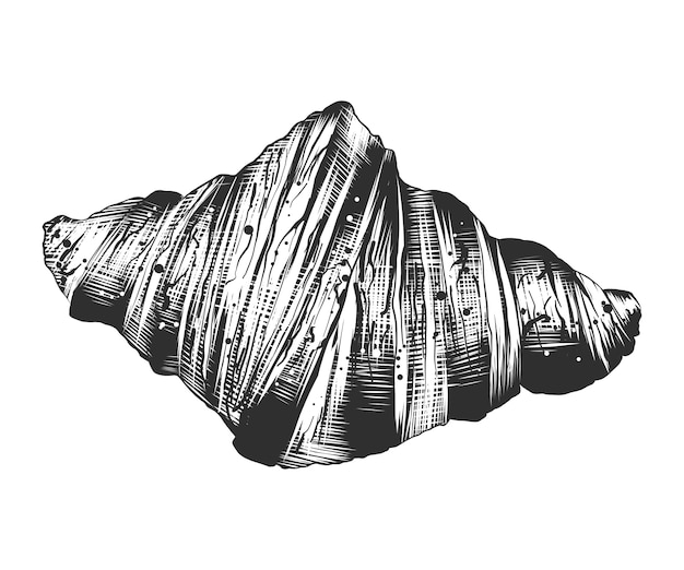 Schizzo disegnato a mano di croissant in bianco e nero