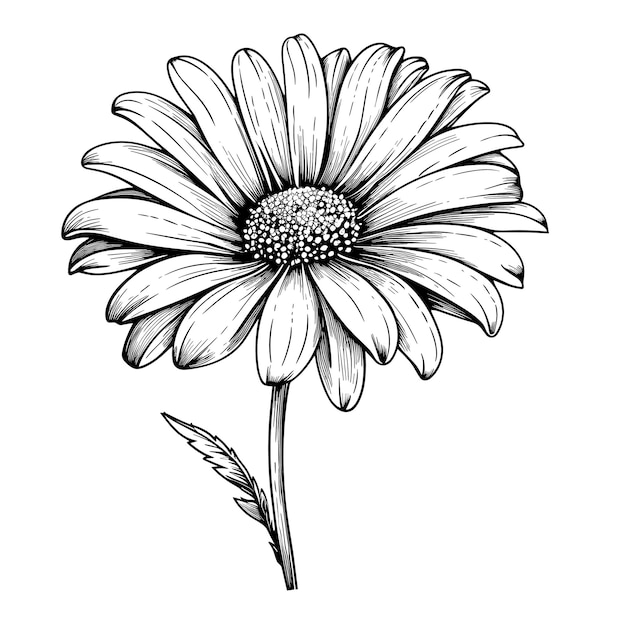 Hand Drawn Sketch Daisy Flower Illustration