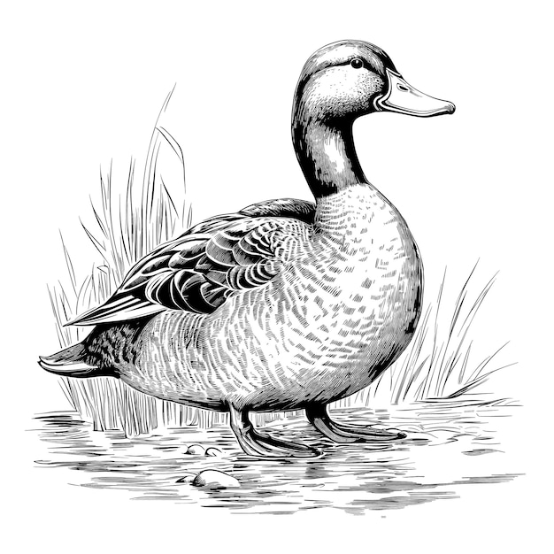 Vector hand drawn sketch duck illustration