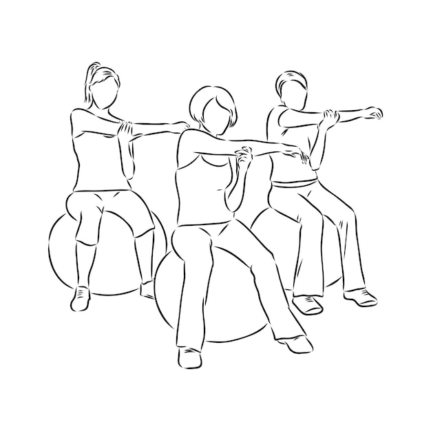 Vector hand drawn sketch of an exercising woman vector illustration