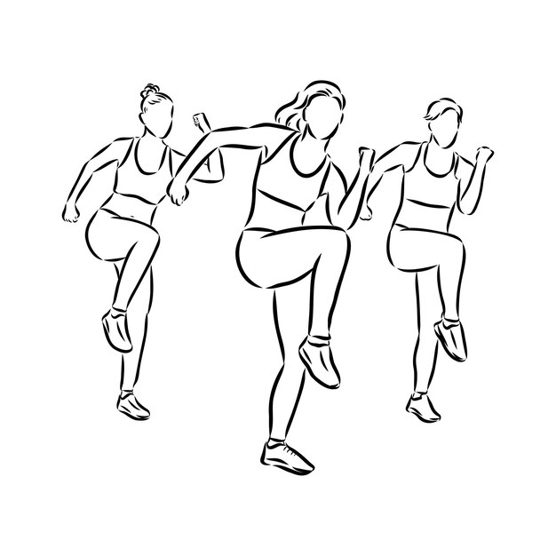 Vector hand drawn sketch of an exercising woman vector illustration