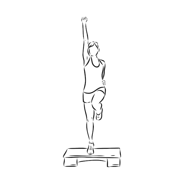 Vector hand drawn sketch of an exercising woman vector illustration