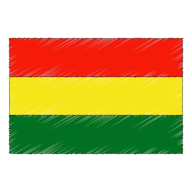 Hand drawn sketch flag of Bolivia. doodle style vector icon