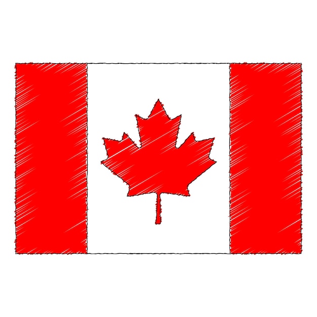 캐나다의 손으로 그린된 스케치 플래그입니다. 낙서 스타일 벡터 아이콘