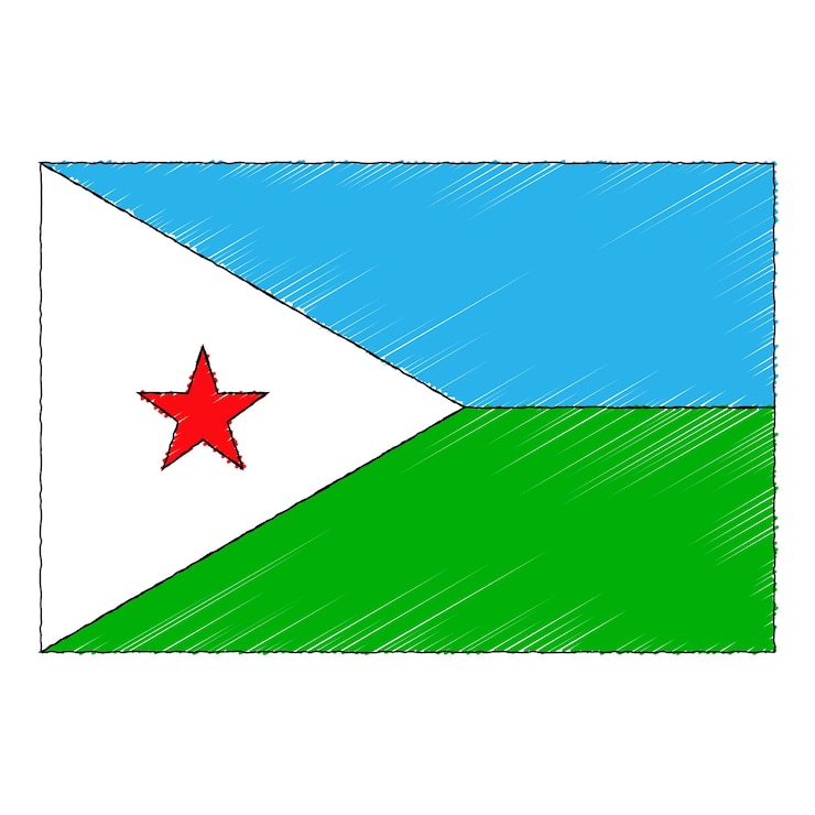 वेक्टर hand drawn sketch flag of djibouti. doodle style vector icon