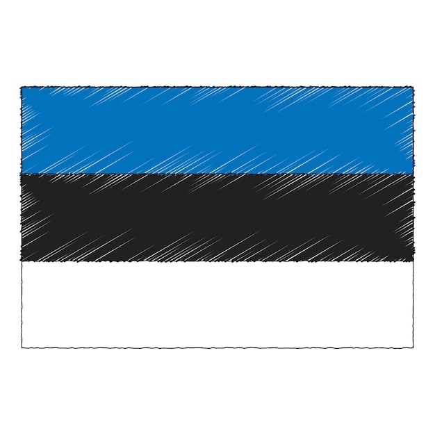 Hand drawn sketch flag of estonia. doodle style vector icon