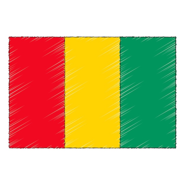 Vector hand drawn sketch flag of guinea. doodle style vector icon