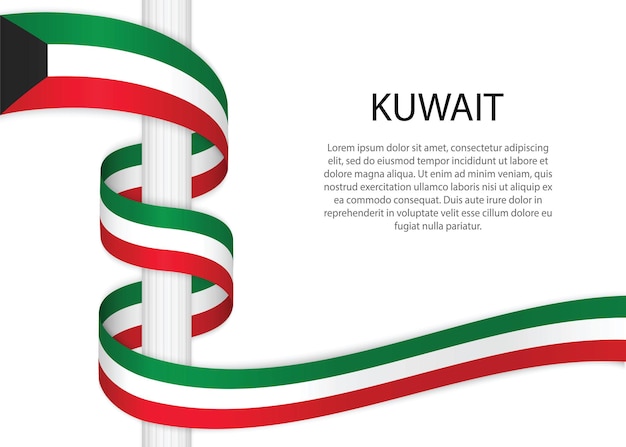 Hand drawn sketch flag of Kuwait. Doodle style vector icon