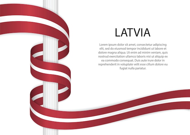 ラトビアの手描きスケッチフラグ。落書きスタイルのベクトルアイコン