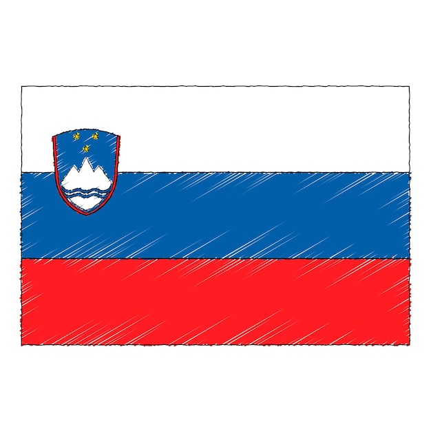 Hand drawn sketch flag of Slovenia. doodle style vector icon