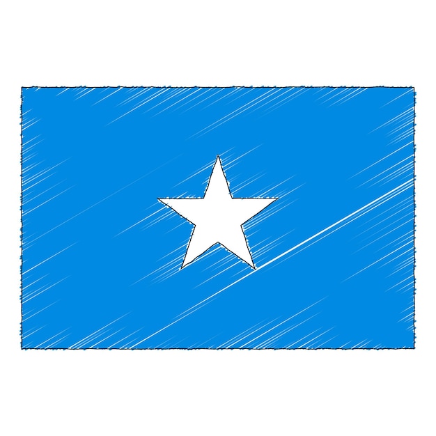 Hand drawn sketch flag of Somalia. doodle style vector icon