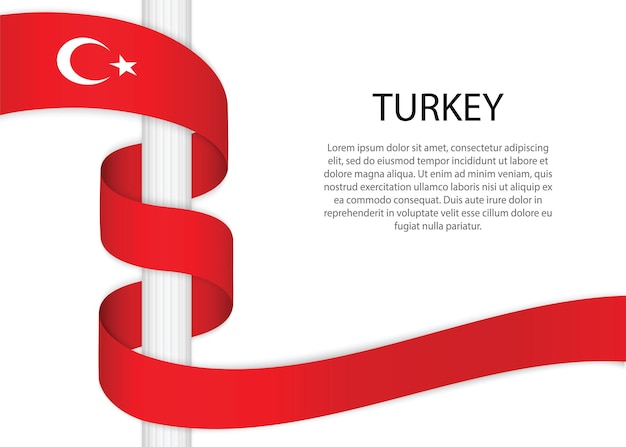 Schizzo disegnato a mano bandiera della turchia. icona vettore stile doodle