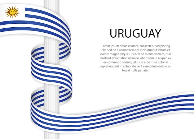 Ручной рисунок флага Уругвая. векторная иконка в стиле каракулей