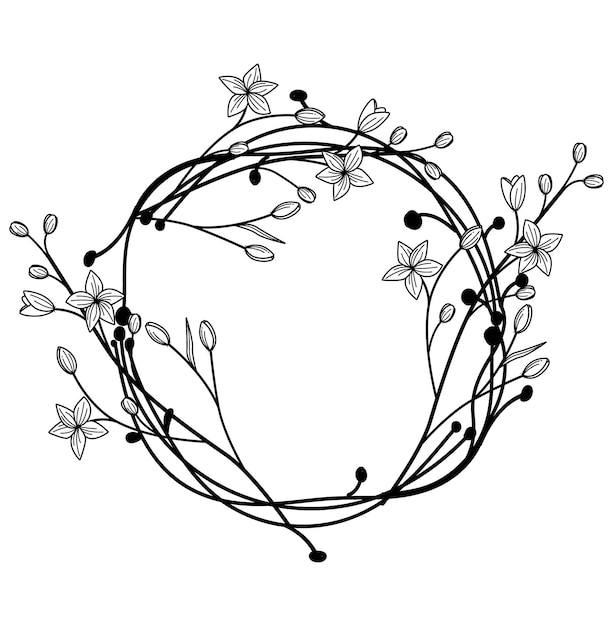 Hand drawn sketch floral wreath 10