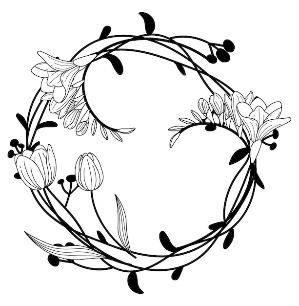 Hand drawn sketch floral wreath 16