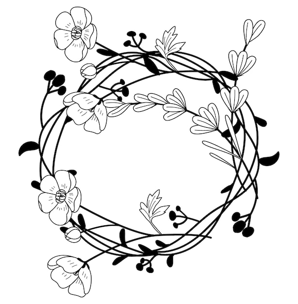 Hand drawn sketch floral wreath 26