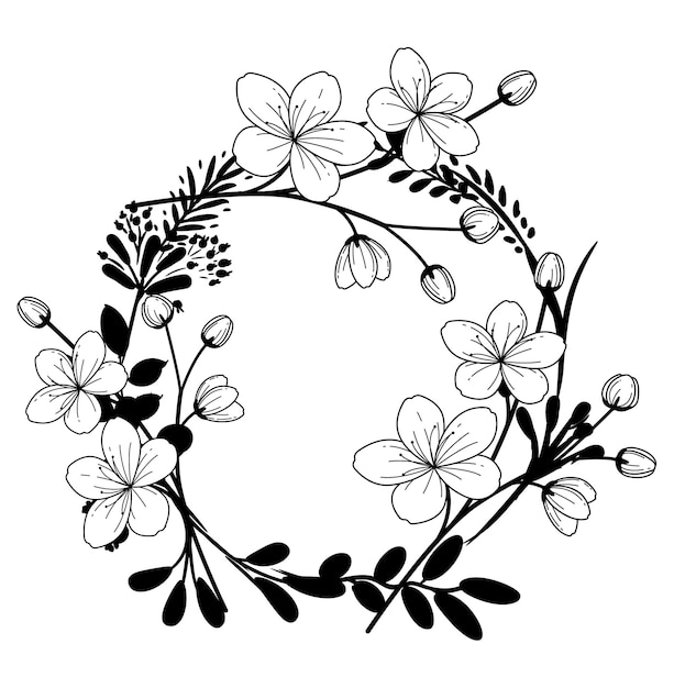 Hand drawn sketch floral wreath 32