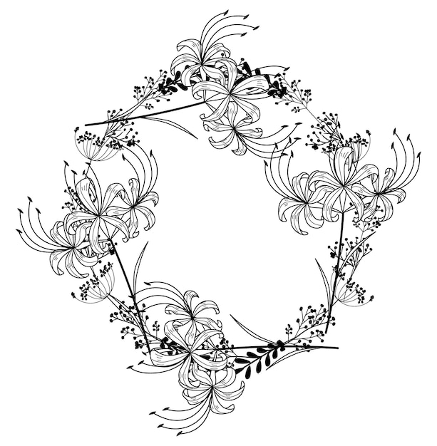 Hand drawn sketch floral wreath 35