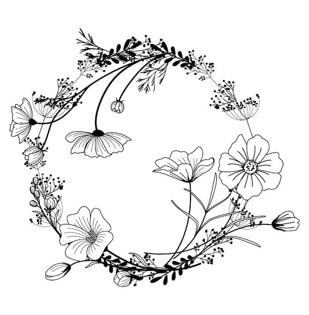 Hand drawn sketch floral wreath 40