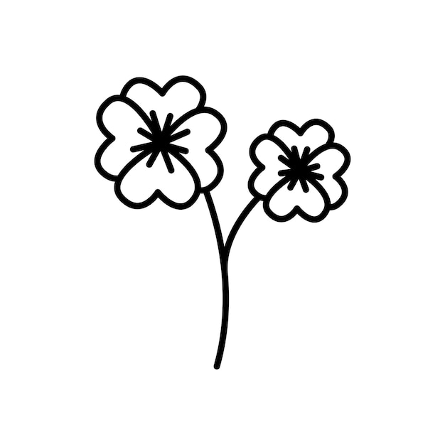 Hand drawn sketch flower isolated on white background Simple doodle style