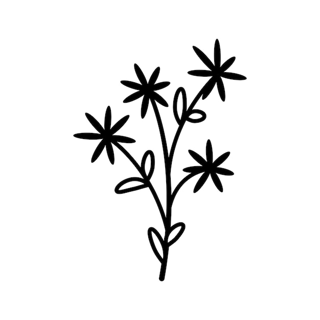 Fiore schizzo disegnato a mano isolato su sfondo bianco semplice stile doodle