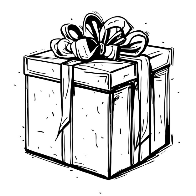 Vector hand drawn sketch of gift box vector illustration isolated on white background