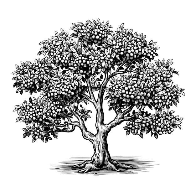 Hand Drawn Sketch Holly Tree Illustration