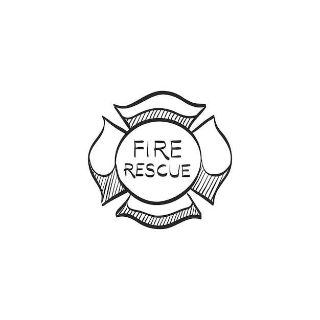 Вектор Эмблема пожарного значка ручной работы