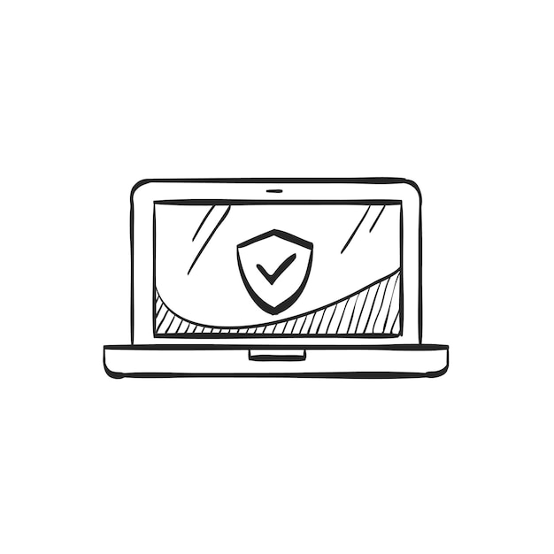 Hand drawn sketch icon laptops antivirus