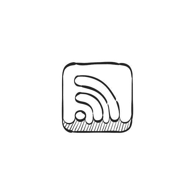 Vector hand drawn sketch icon rss feed cup