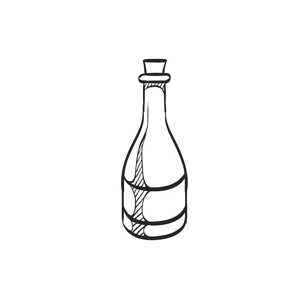 Vector hand drawn sketch icon wine bottle