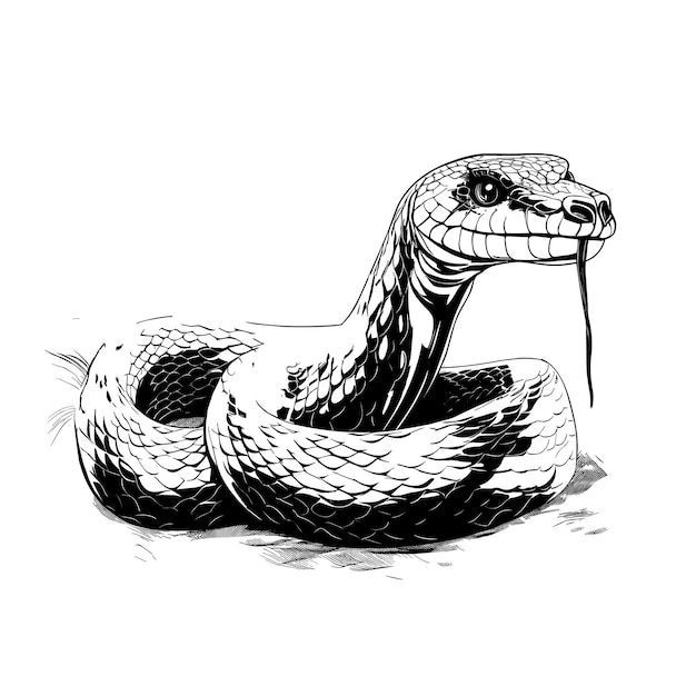 Snake, Snakes, King Cobra, Drawing, Venomous Snake, Cartoon, Blackandwhite,  Footwear transparent background PNG clipart | HiClipart