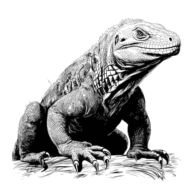 Hand Drawn Sketch Komodo Dragon Illustration