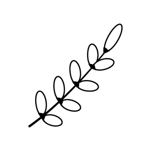 손으로 그린 스케치 잎 흰색 배경에 고립 간단한 낙서 스타일